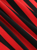 Red and Black Stripes Elastic Waist Gothic Club Clothes Halloween Women Raw Hem Vintage Style A-Line Midi Skirt