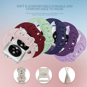 Engraved Strap for Apple Watch Band Ultra 49mm 44MM 40mm 41mm 45mm 38mm 42mm Silicone Sport Bracelet IWatch Series