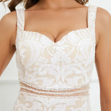 Strap Sequin Evening Sleeveless Sexy Beading Party Maxi Dress Long Prom Dress