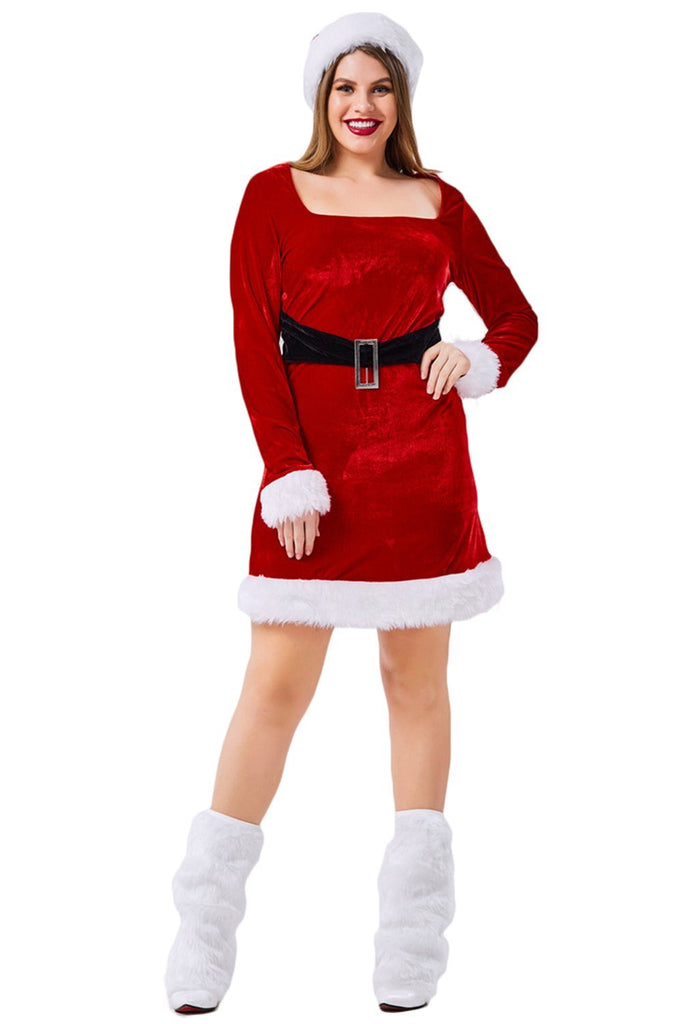 Women Mrs. Santa Claus Costume Dresses With Hats