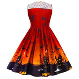 Women's 1950s Halloween Costume Dress Pumpkin Skater Swing Dress Funny Party Dress Plus Size