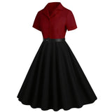 1950s Floral Patchwork V Collar Swing Dress With Belt