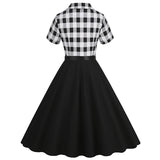 1950s Floral Patchwork V Collar Swing Dress With Belt