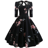 1950s Floral Print Patchwork Swing Dress
