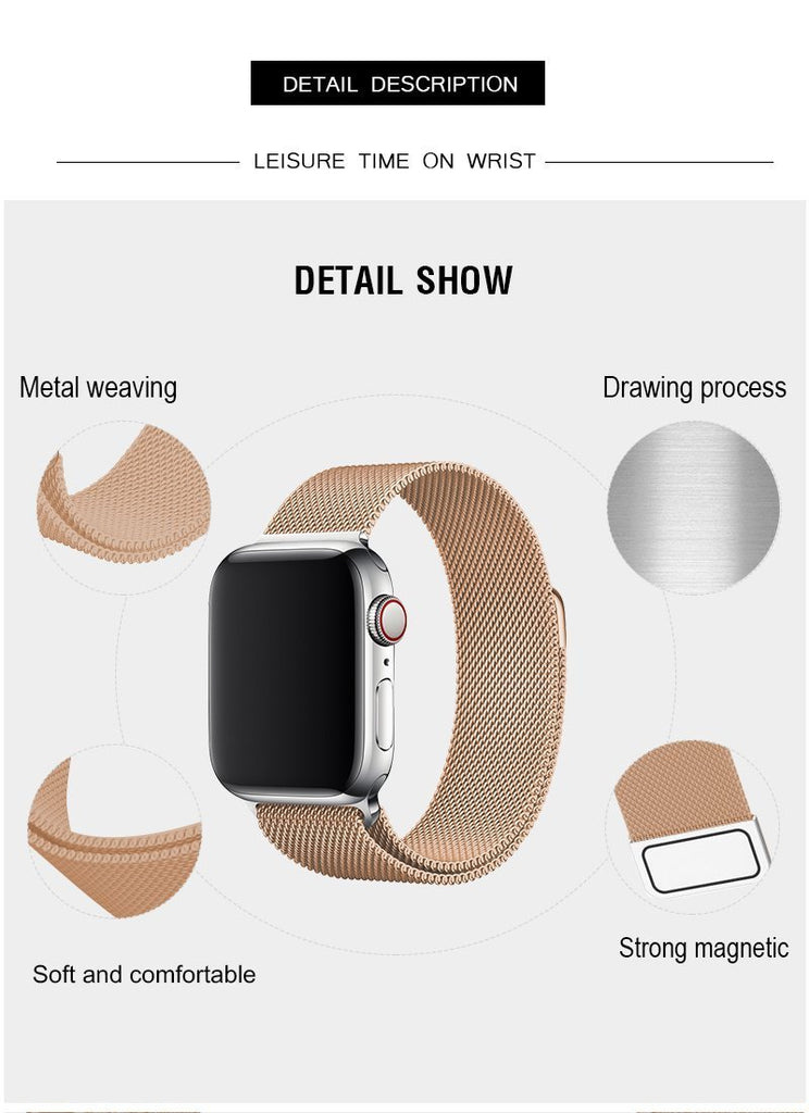 Antique Gold Milanese Stainless Steel Apple Watch Band