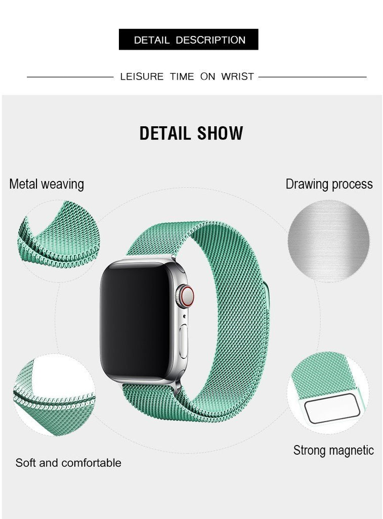 Teal Green Milanese Apple Watch Band
