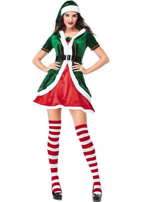 Women Green Christmas Wizard Party Role Play