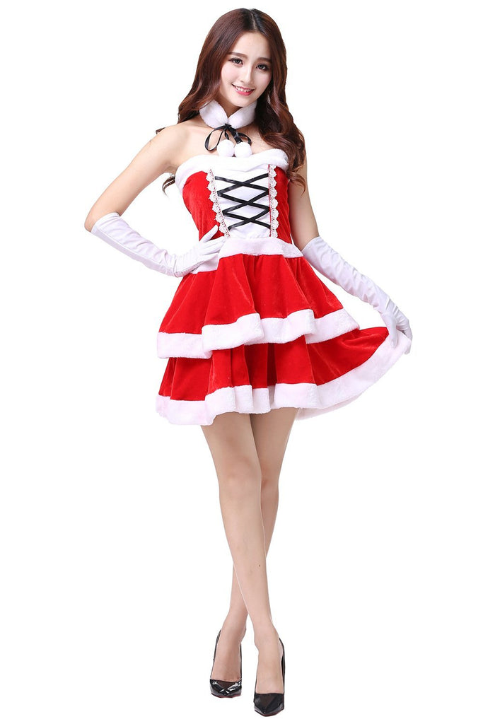 Women Christmas Mrs. Santa Cosplay Costume