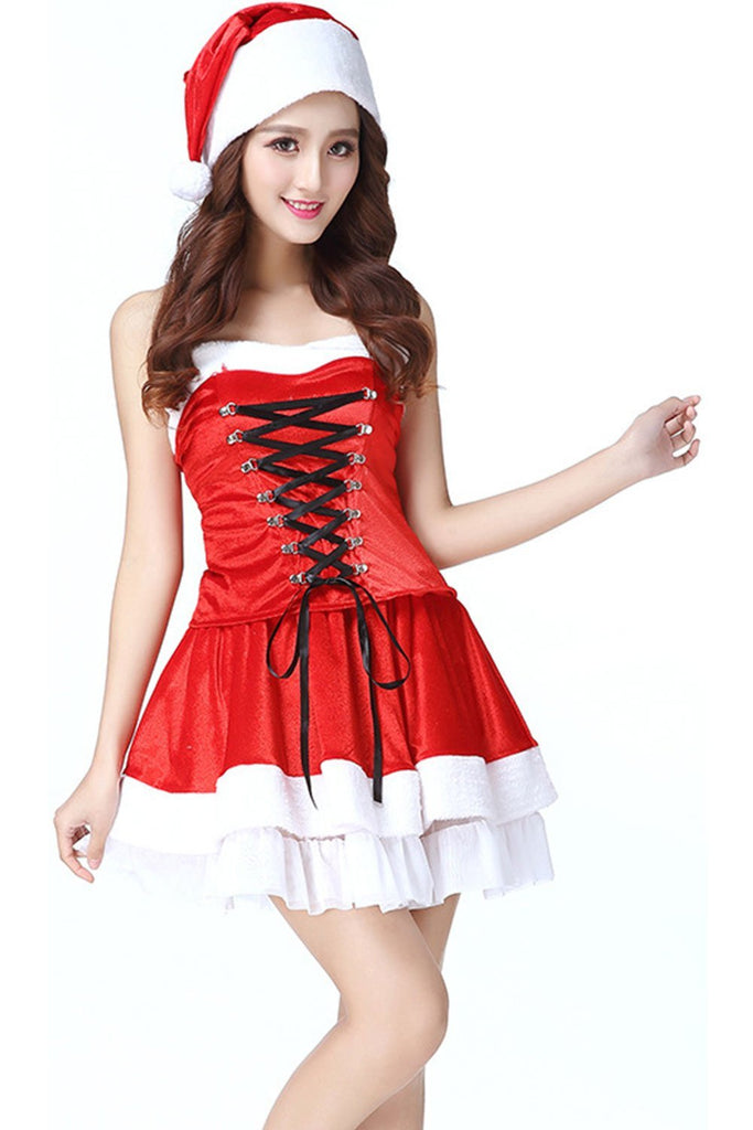 Women's Velvet Christmas Santa Fancy Dress