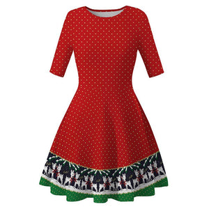 Women Christmas Dress Short Sleeve 3D Print Christmas Xmas Dress Clothes
