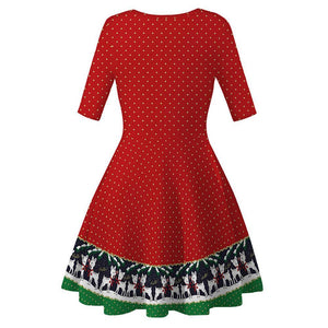 Women Christmas Dress Short Sleeve 3D Print Christmas Xmas Dress Clothes