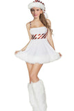 Christmas Women White Suspenders Snowman Cosplay Costume