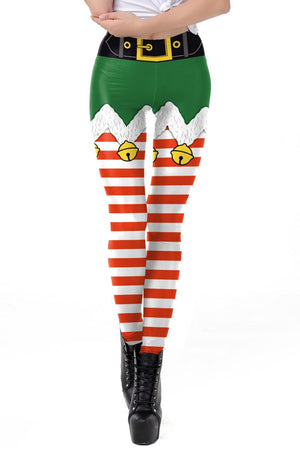Women Digital Print Ugly Christmas High Waist Stretchy Leggings Tights