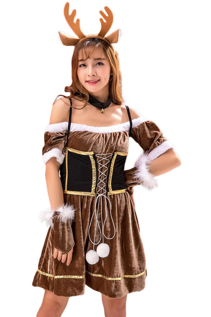 Women Christmas Elk Cosplay Costume Dress