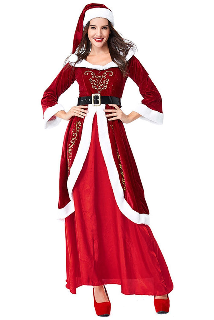 Women's Deluxe Costume Mrs. Claus Clothing Cosplay Suit for Christmas