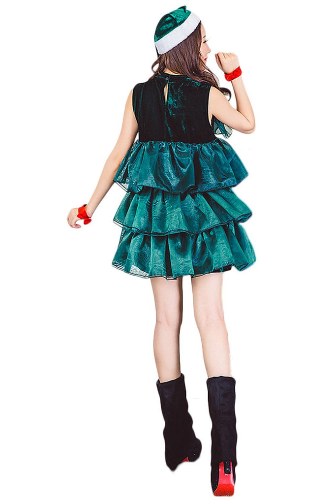Women's Sleeveless Halter Sexy Christmas Tree Dress