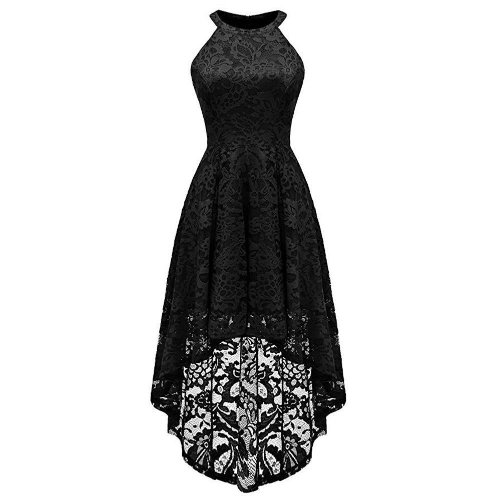 Women's Halter Floral Lace Cocktail Party Dress Hi-Lo Bridesmaid Dress –  jetechband