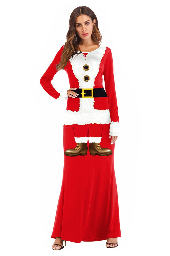 Christmas Party Long Dress  Women Santa Claus Costume