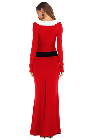 Women Christmas Mrs. Santa Claus Sweetie Costume Cosplay Long Fancy Dress