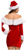 Women Boat Neck Christmas Costume Mrs Santa Costume