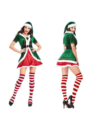 Women Green Christmas Wizard Party Role Play