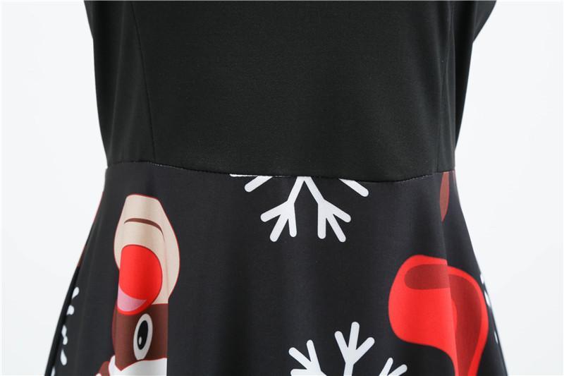 Christmas Vintage Dress, Women Elegant Long Sleeve Print Dresses