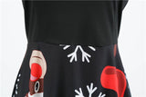Christmas Vintage Dress, Women Elegant Long Sleeve Print Dresses