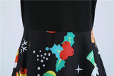 Christmas Vintage Dress, Women Elegant Long Sleeve Print Dresses