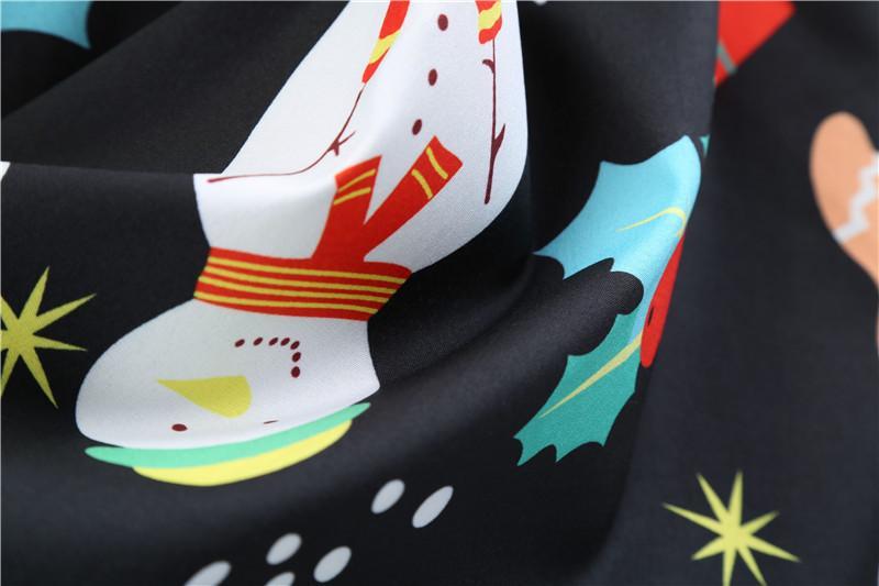 Christmas Vintage Dress, Women Elegant Long Sleeve Print Dresses