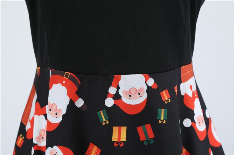 Christmas Vintage Dress, Women Elegant Long Sleeve Print Dresses