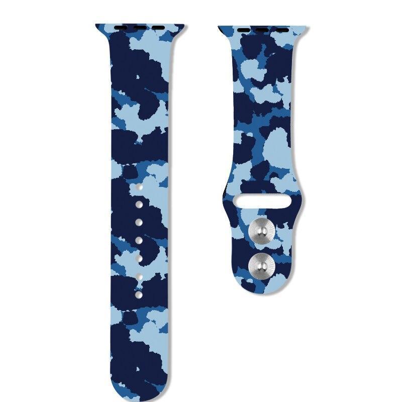 Blue Camouflage Silicone Sports Band for Apple Watch jetechband