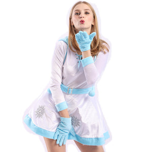 Deluxe Blue Christmas Tree Costumes Christmas Party Dress Santa Claus Costumes Women Sexy Dreamy Snow Maiden Xmas Dress