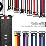 Flag Style Leather & Nylon Bands for Apple Watch - 12 Colors