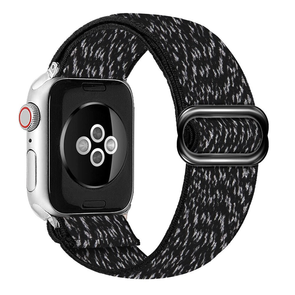 Braided Nylon Loop Elastic Buckle for Apple Watch Band 44mm40mm SE 65 Leopard Bracelet Strap on Smart iWatch Series 38mm42mm 432