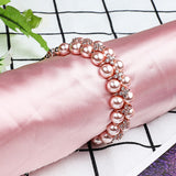 Pink Pearl Bling Correa for Apple Watch Band 38mm 40mm Series 6 5 4 3 Bracelet Women Stretchy Beaded Strap iWatch SE 42mm 44mm