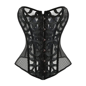 Sexy Corset Overbust Women Gothic Corset Top Mesh Shaper Slimming Waist Trainer Lace Up Corsets Bustiers Black White Plus Size