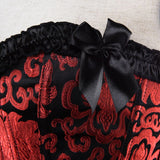 Women Sexy Jacquard Lace Bow Overbust Corset Women Burleque Retro Red Floral Waist Cincher Lace Up Corset Bustier Lingerie Top