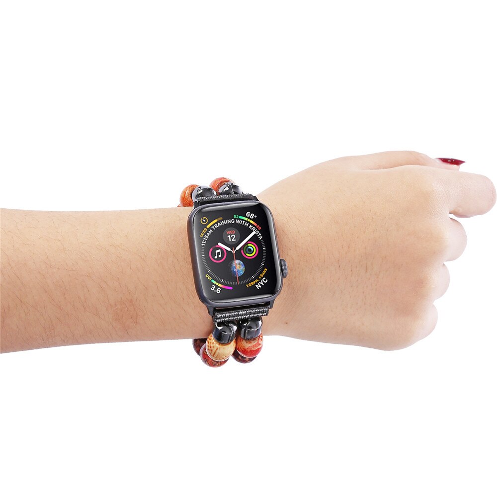 Fashion Detachable Wooden Beads Bracelet for Apple Watch SE Band Series 6 5 4 3 Women Jewelry Strap 40mm 44mm 38mm 42mm Belt