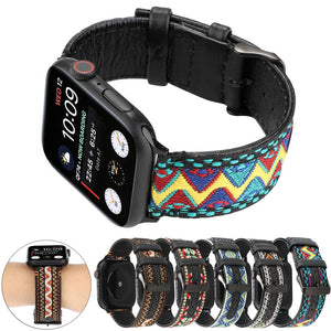 New Leather Strap for Apple Watch 5 4 band 42mm 38mm 40mm 44m Nylon Strap for iWatch Series 1 2 3 4 5 Bands Sport loop 44mm 42mm