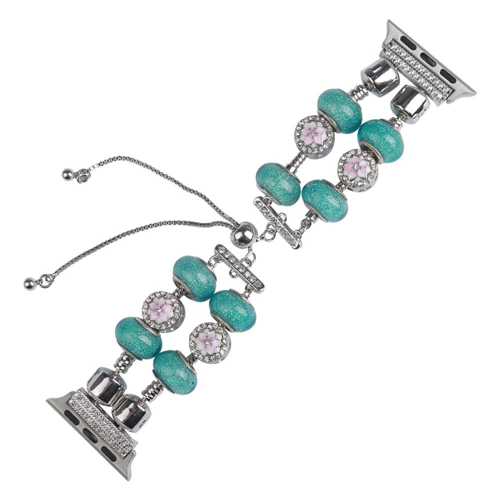 Diy Gem Agate Strap For Apple Watch 5 Band 40mm 44mm 38mm 42mm Woman Jewelry Design Beaded Bracelet Belt Iwatch Series 5 4 3 2 1