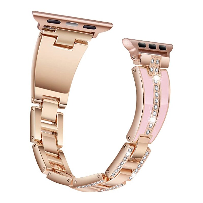 Diamond Stainless Steel Strap For Apple Watch Band 6 44/40/38/42mm iWatch Series Bands 6 SE 5 4 3 jewelry Women's Belt Bracelet
