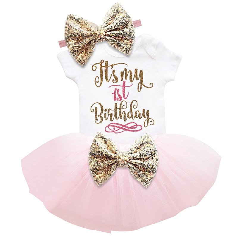 Baby Girl Birthday 1 Year Baptism Tutu Dress Princess Toddler Girl Party Outfits