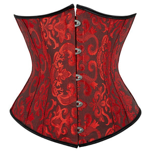 Gothic Sexy Satin Floral Underbust Corset Women Vintage Jacquard Slimming Lace Up Boned Corsets Tops Bustier Lingerie Plus Size