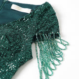 V-neck Sequins Evening Dress Women Elegant Beaded Long Evenning Party Dress Mermaid Formal Dresses