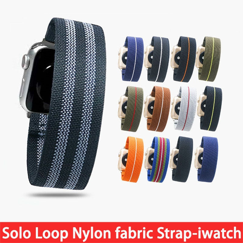 Braided Solo Loop Nylon Bands for Apple Watch Band 44mm 40mm 38mm 42mm for IWatch Series 6 SE 5 4 3 Elastic Fabric Bracelet