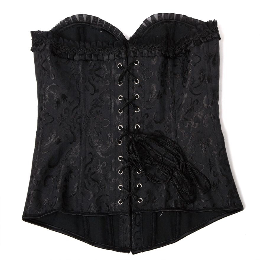 Women Gothic Sexy Satin Floral Overbust Corset Bustier Lingerie Body Shaper Waist Cincher Bridal Steel Boned Corset Top