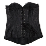 Women Gothic Sexy Satin Floral Overbust Corset Bustier Lingerie Body Shaper Waist Cincher Bridal Steel Boned Corset Top