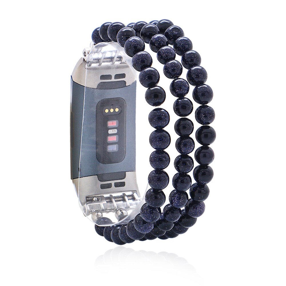 Women Natural Stone Elastic Watchband For Fitbit Charge 3/4 Handmade Beads Smart Watch Strap For Unisex Watch Bracelet Wristband