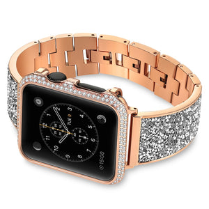 Rhinestone Diamond Stainless Steel Loop strap For apple watch band 44mm 40mm Metal Bracelet For iwatch Series 4/3/2/1 38mm 42mm