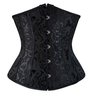 Gothic Sexy Satin Floral Underbust Corset Women Vintage Jacquard Slimming Lace Up Boned Corsets Tops Bustier Lingerie Plus Size